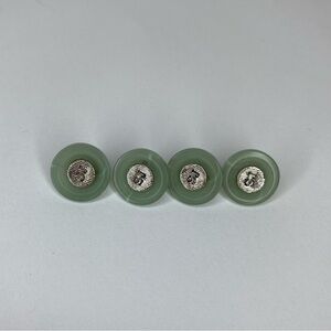 ST JOHN Four Loop Logo Buttons Jade & Silver Tone Small 1.2 cm
